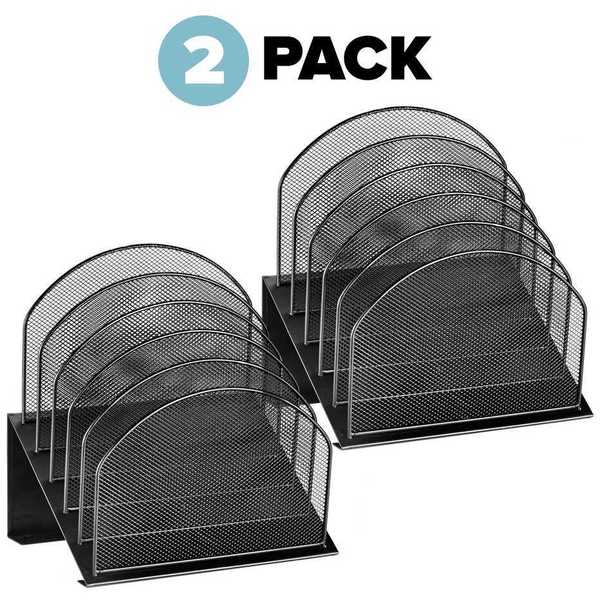 Adiroffice Mesh 5-Slot Black Desktop Organizer, PK2 ADI634-01-BLK-2pk